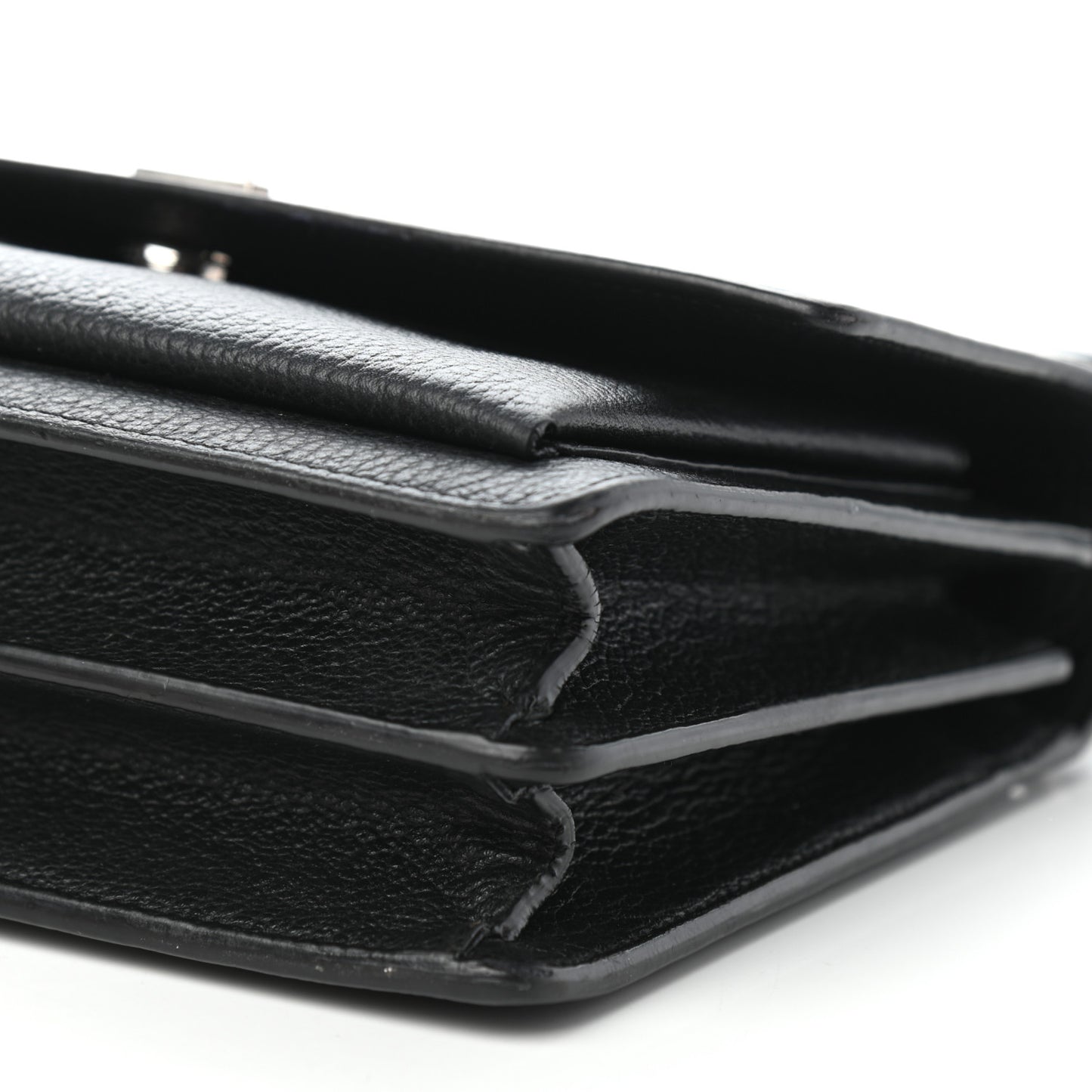 Grained Calfskin Medium Monogram Sunset Satchel Black