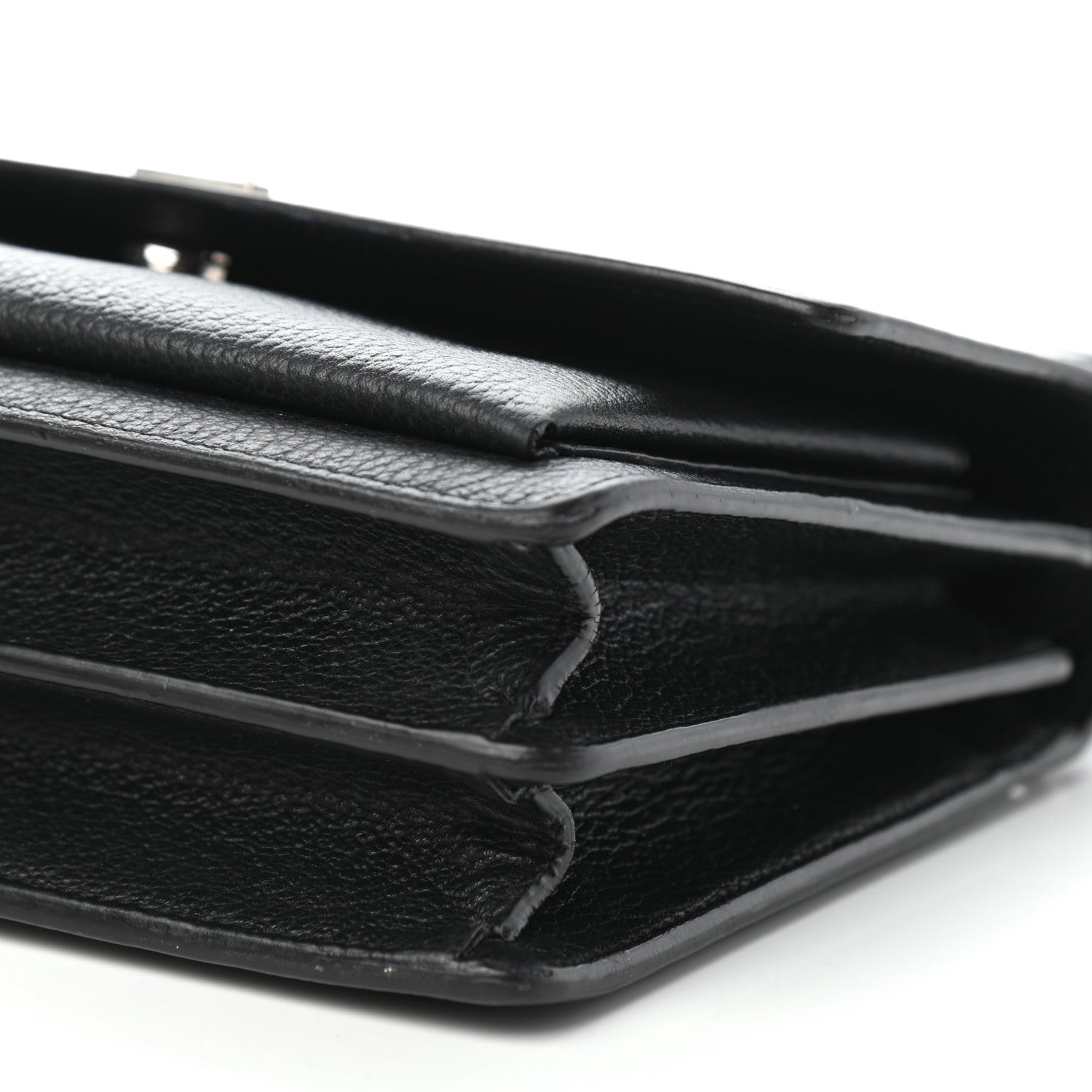Saint Laurent Grained Calfskin Medium Monogram Sunset Satchel Black 9 of 10