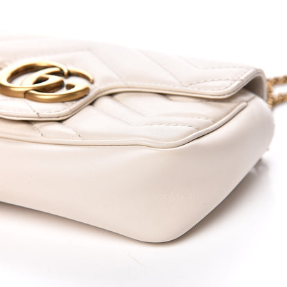 Gucci Calfskin Matelasse Super Mini GG Marmont Shoulder Bag White 10 of 13