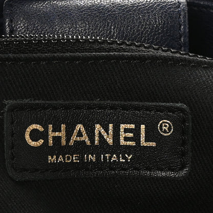 Chanel Wrinkled Lambskin Chevron Quilted Surpique Tote Navy Blue 6 of 10