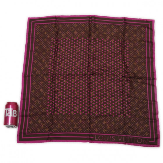 Silk Monogram Perforated Scarf Fuchsia