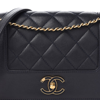 Chanel Sheepskin Quilted Medium Vintage Mademoiselle Flap Dark Navy 11 of 11