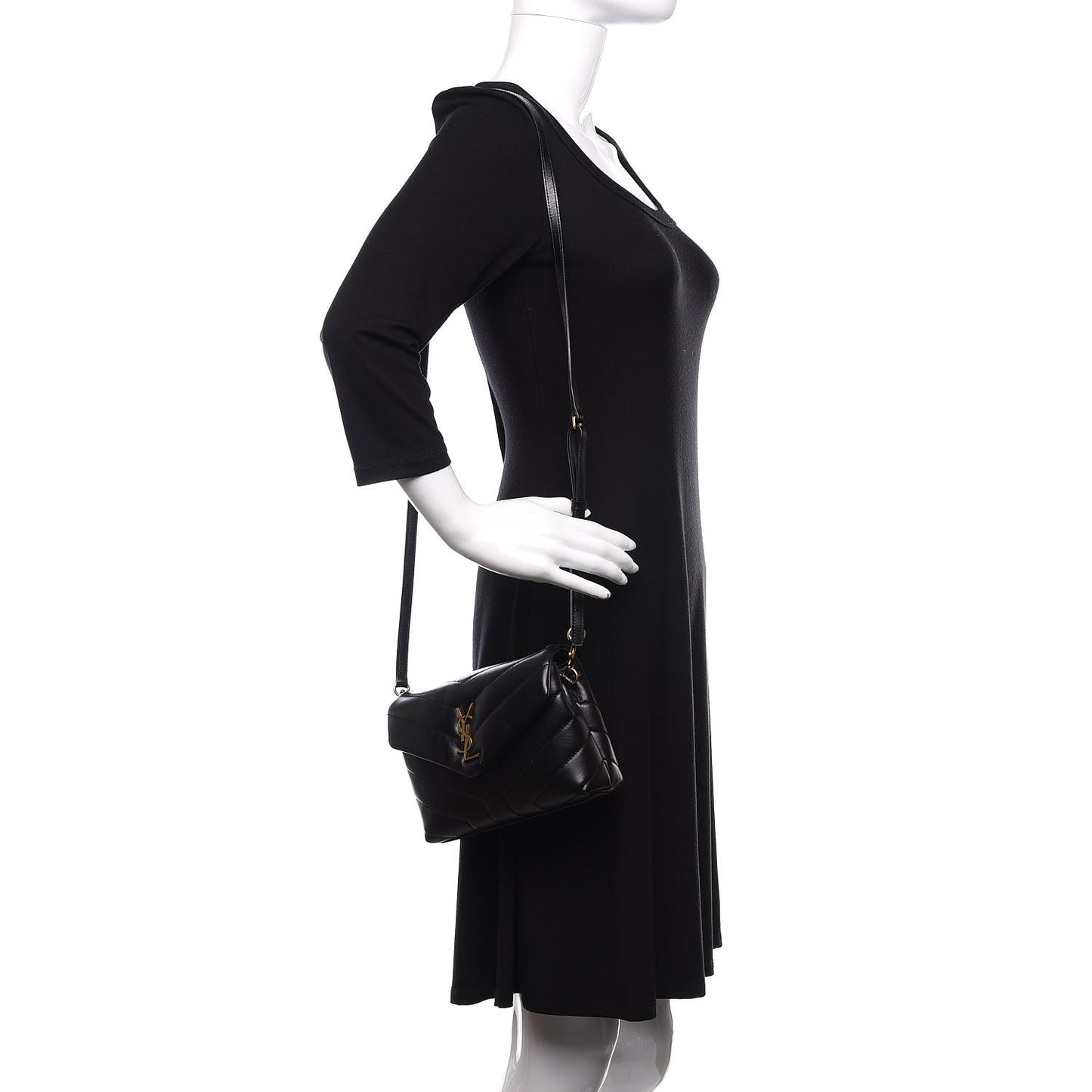 Calfskin Y Quilted Monogram Toy Loulou Crossbody Bag Black