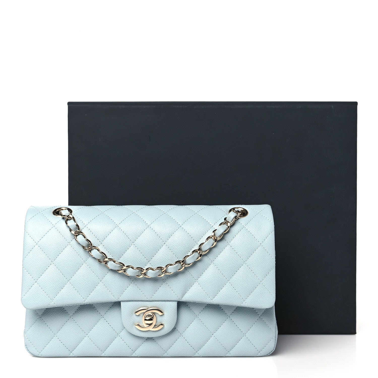 Chanel Caviar Quilted Medium Double Flap Light Blue 11 of 11
