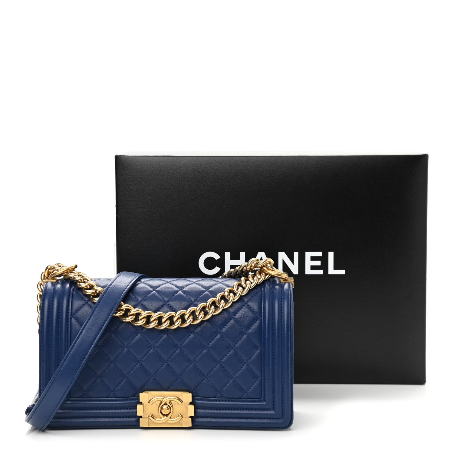 Chanel Lambskin Quilted Medium Boy Flap Blue 12 of 12
