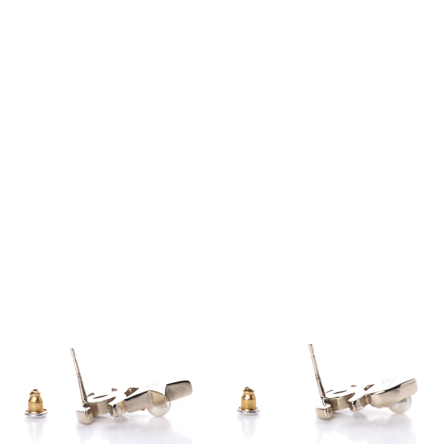 Crystal Pearl Charming Winter CC Star Heart Earrings Gold