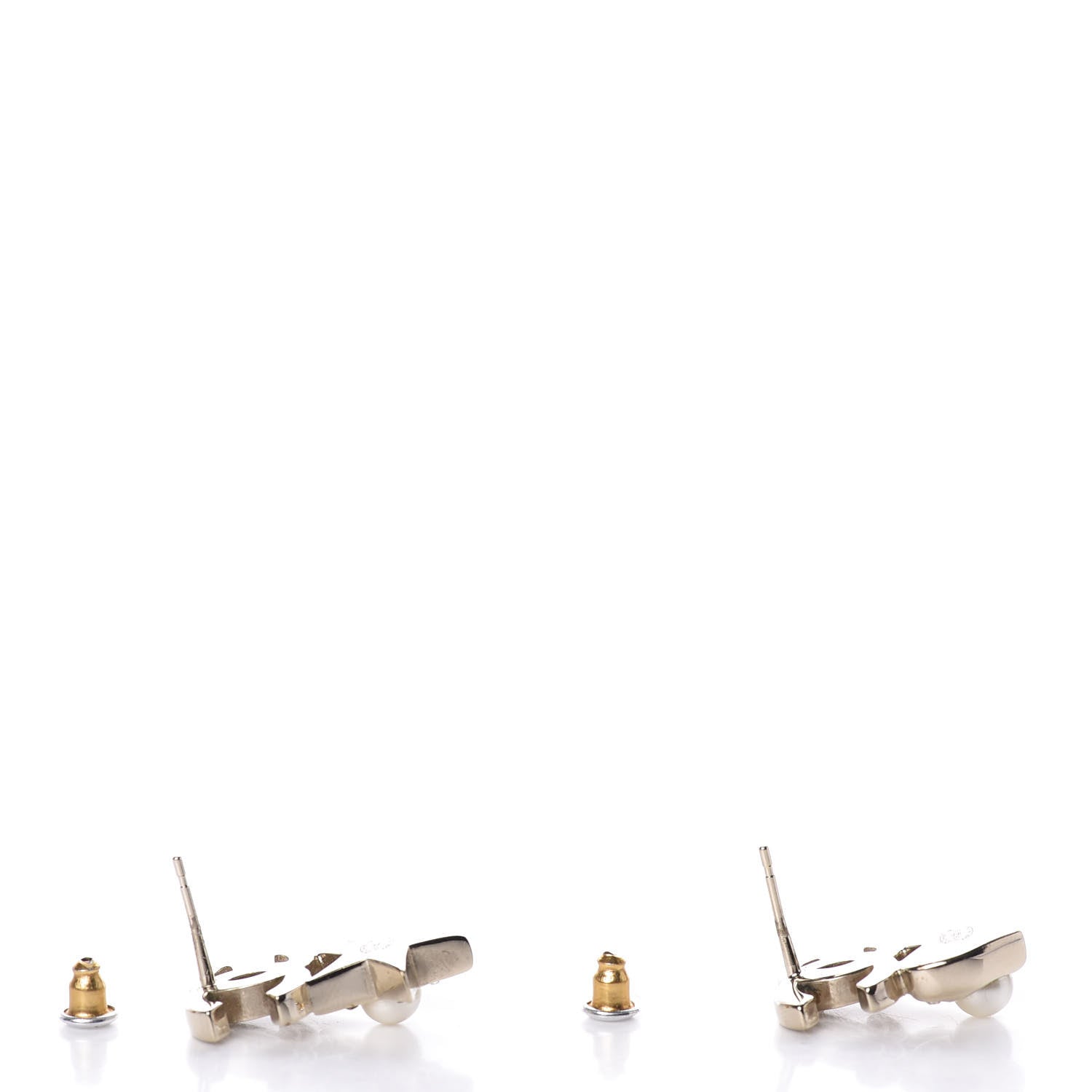 Chanel Crystal Pearl Charming Winter CC Star Heart Earrings Gold 4 of 5