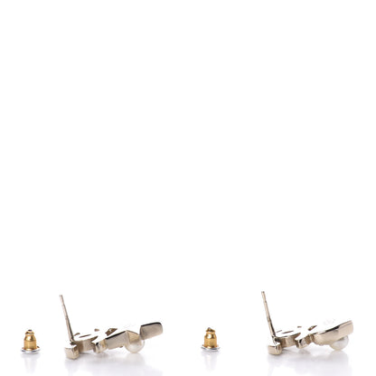 Chanel Crystal Pearl Charming Winter CC Star Heart Earrings Gold 4 of 5