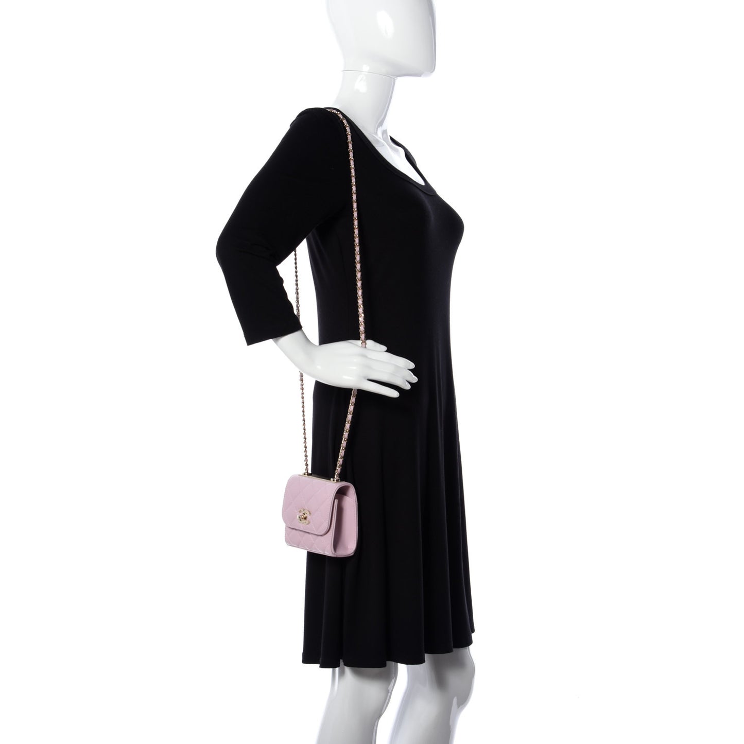 Lambskin Quilted Mini Trendy CC Clutch With Chain Light Pink