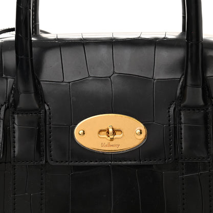 Mulberry Crocodile Embossed Calfskin Bayswater Black 7 of 9