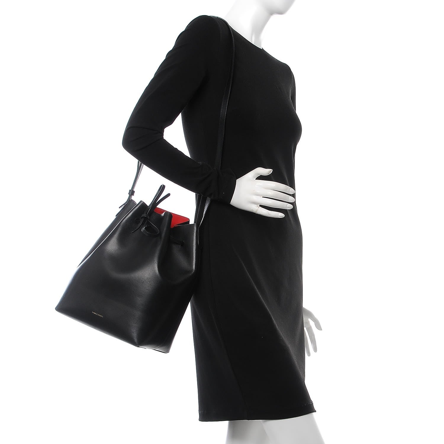 Mansur Gavriel Vegetable Tanned Calfskin Bucket Bag Black Flamma 2 of 11