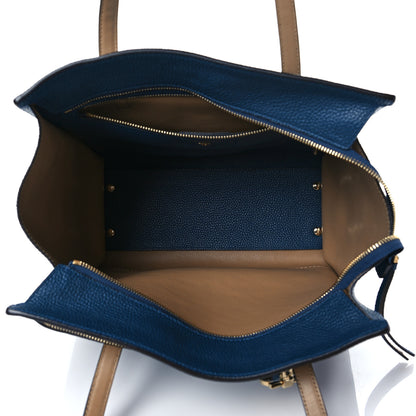 Salvatore Ferragamo Hammered Calfskin Double Handle Medium Amy Tote Blue Beige 4 of 9