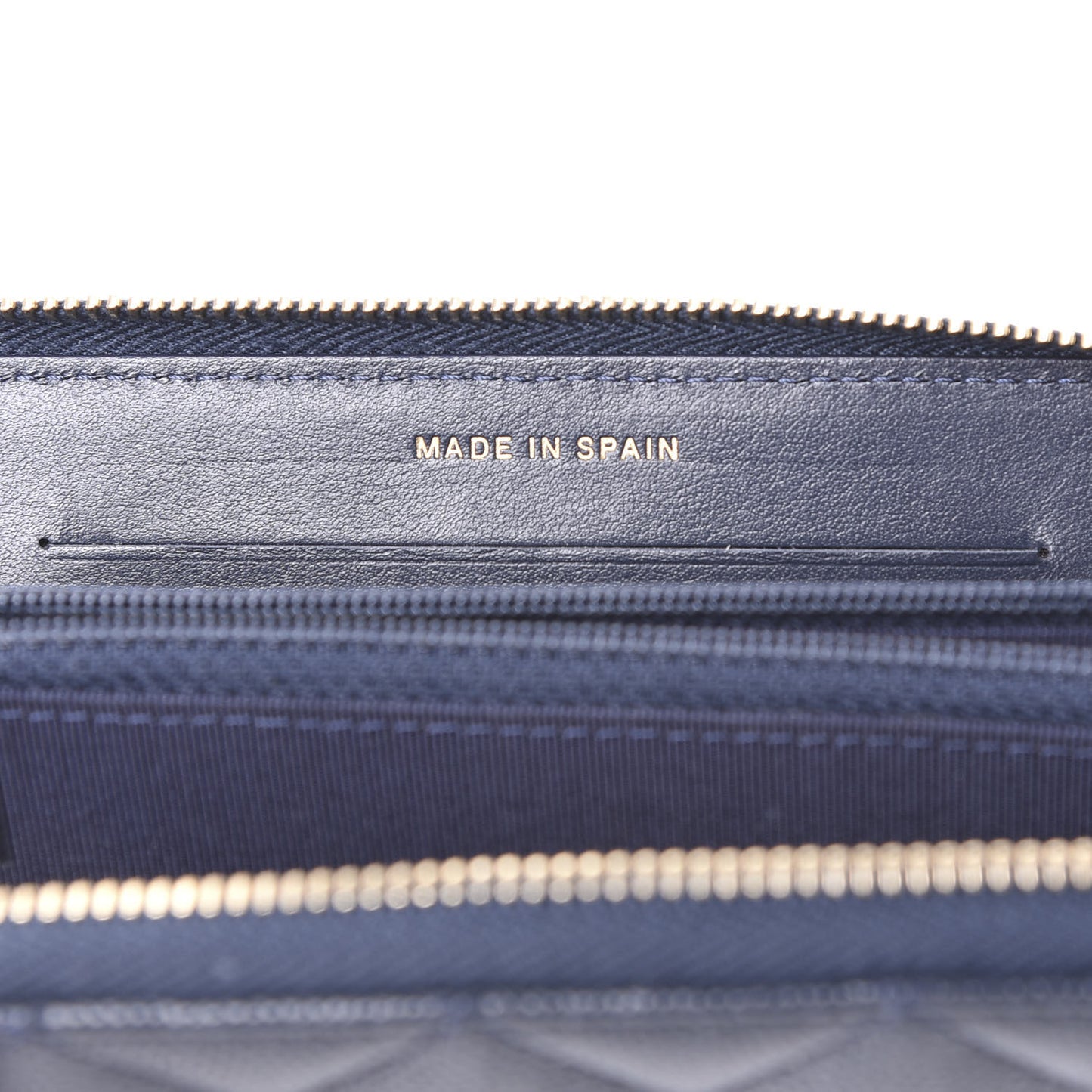 Caviar Quilted Small Zip Around Wallet Navy