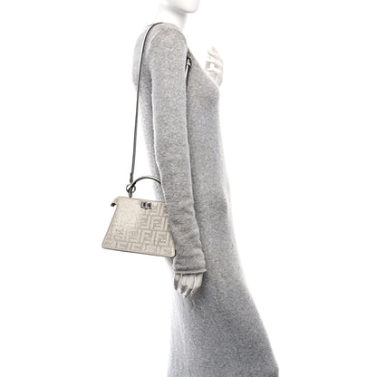 Fendi Crystal Vitello Laminato FF Petite Peekaboo I SEE U Satchel Crystal Argento 2 of 12