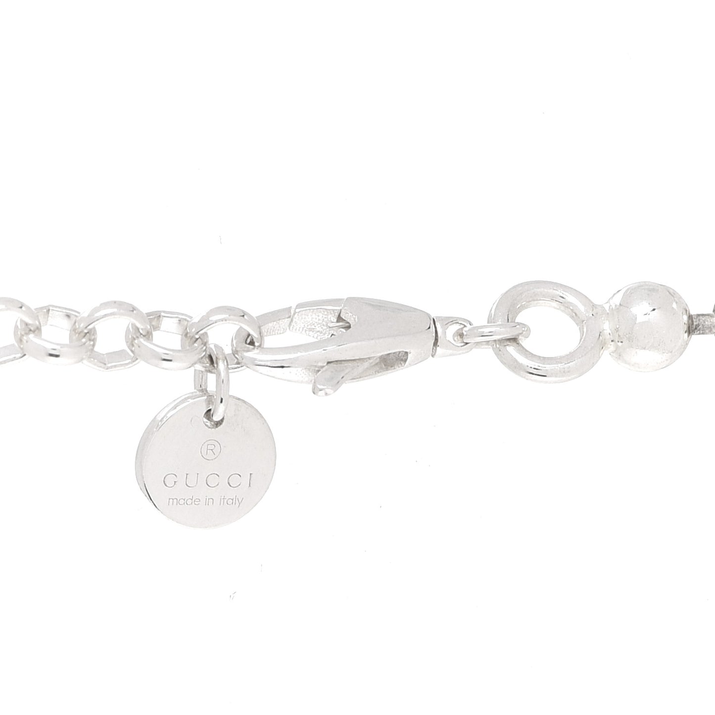 Sterling Silver Interlocking GG Pendant Beaded Necklace