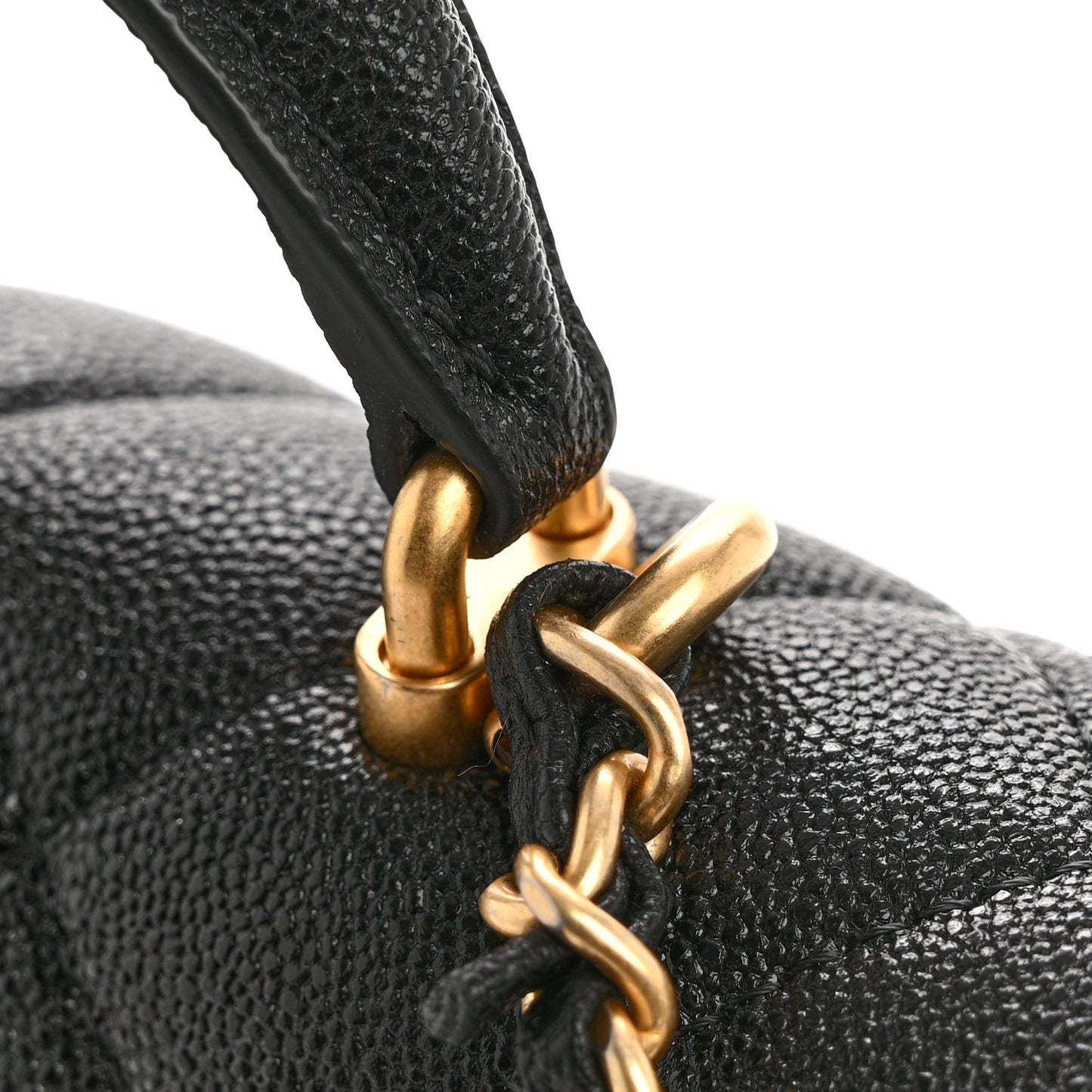 Caviar Quilted Mini Top Handle Rectangular Flap Black