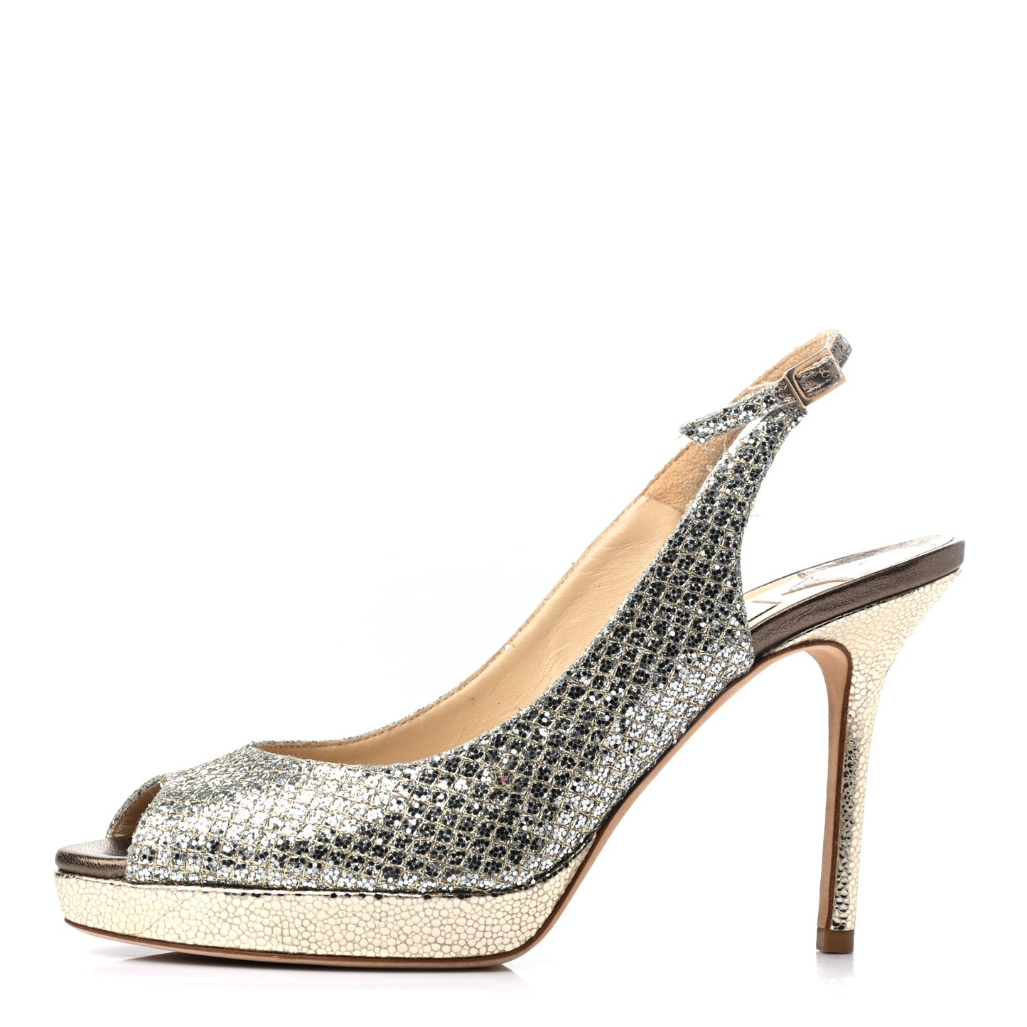 Glitter Fabric Nova Slingback Pumps 37 Champagne
