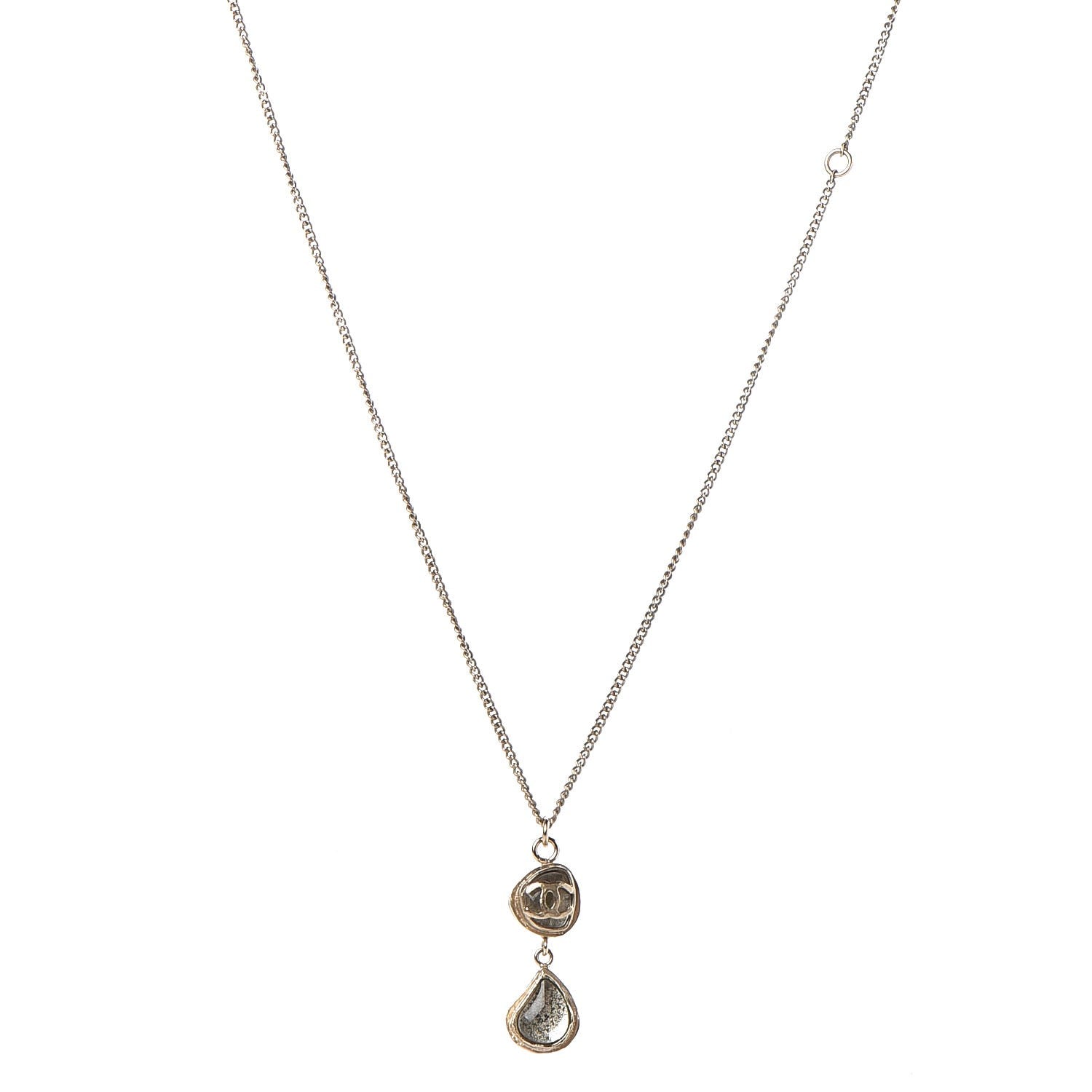 Chanel Gripoix CC Pendant Necklace Gold 1 of 6