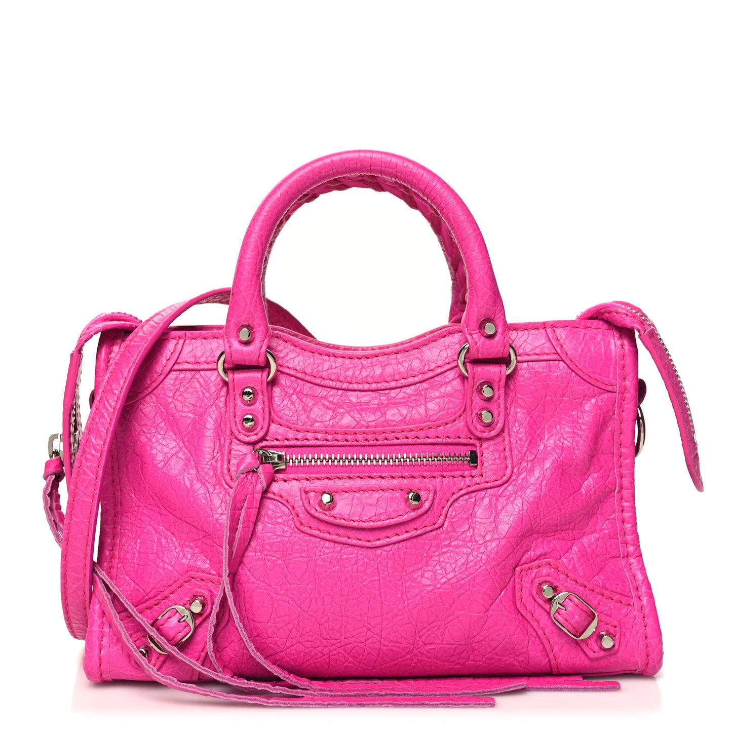 Agneau Classic Gold Hardware Nano City Fuchsia