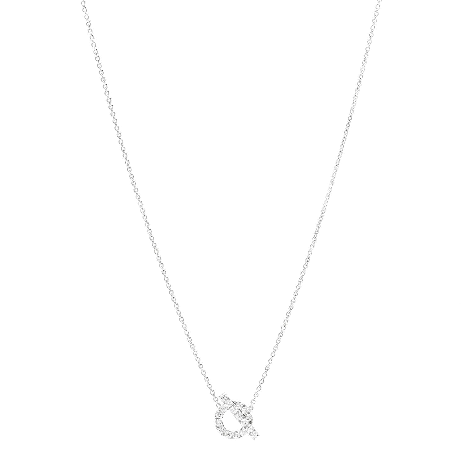 Hermes 18K White Gold Diamond Finesse Pendant Necklace 1 of 7