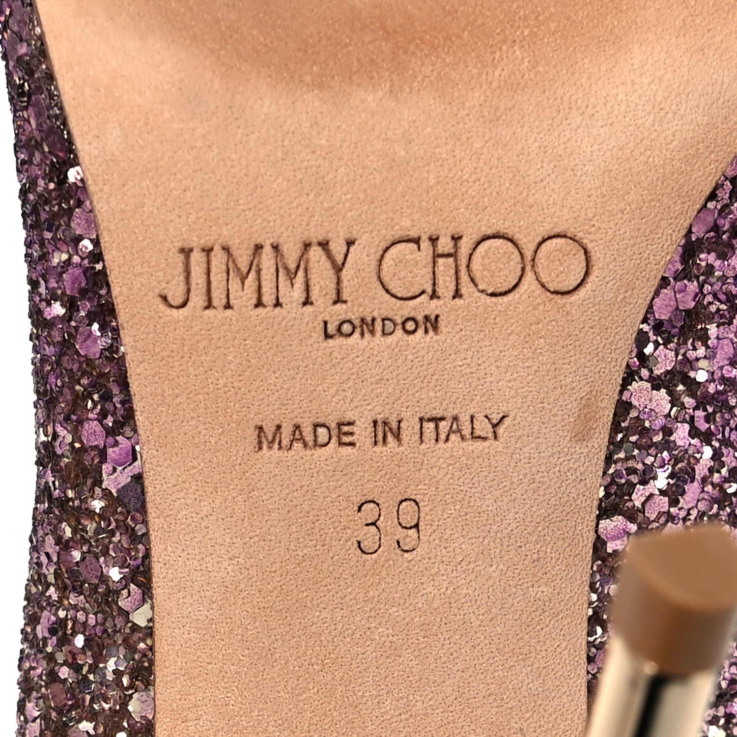 Jimmy Choo Coarse Glitter Degrade Pointy Toe Romy 100 Pumps 39 Pink Violet Champagne 7 of 7