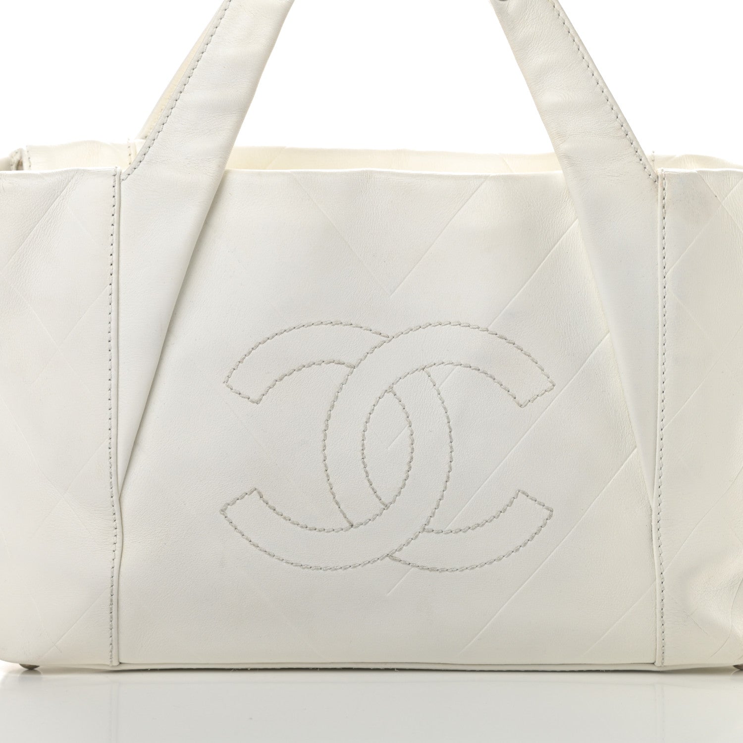 Chanel Calfskin CC Chevron All Day Long Tote White 8 of 18