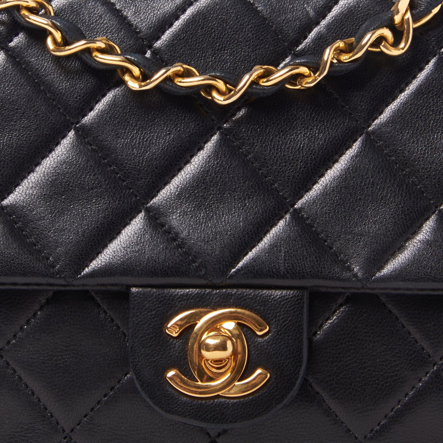 Chanel Lambskin Quilted Mini Square Flap Black 7 of 9
