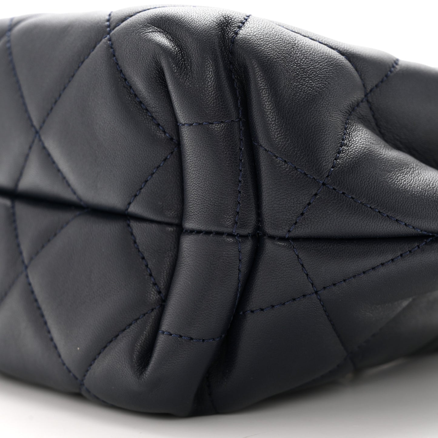 Lambskin Quilted CC Dweller Drawstring Bucket Bag Navy