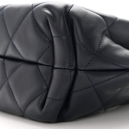 Chanel Lambskin Quilted CC Dweller Drawstring Bucket Bag Navy 10 of 11