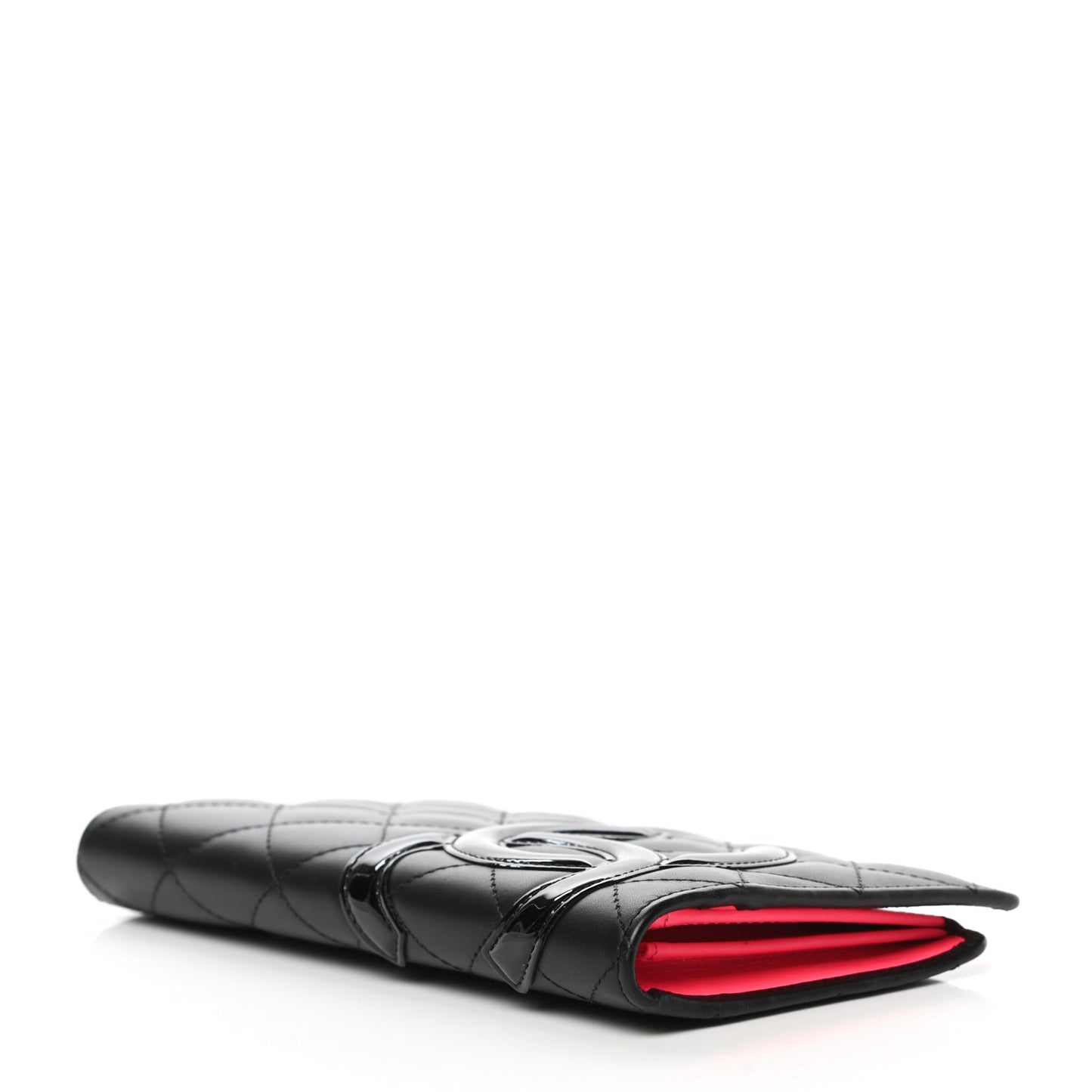 Calfskin Quilted Cambon Yen Wallet Black
