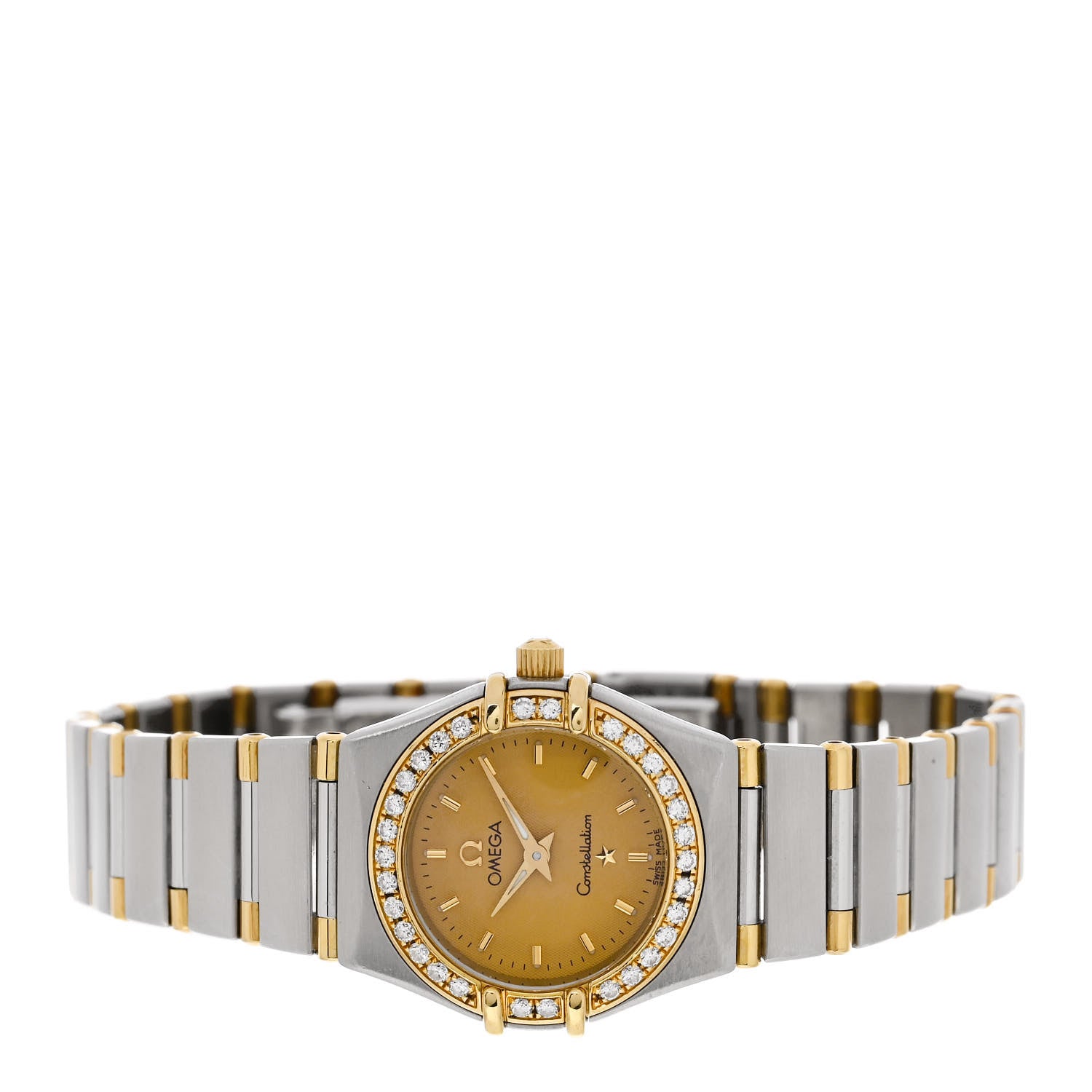 Omega Stainless Steel 18K Yellow Gold Diamond Bezel 22mm Constellation Quartz Watch Champagne 13671000 2 of 4