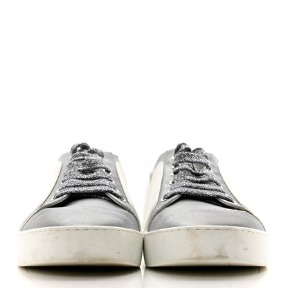 Chanel Calfskin Velvet Womens CC Sneakers 39.5 White Silver 2 of 9
