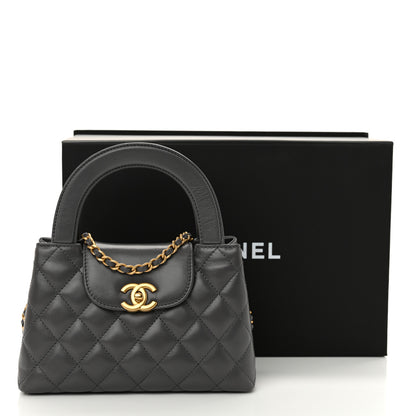 Chanel Shiny Aged Calfskin Quilted Nano Kelly Shopper Grey 10 of 10