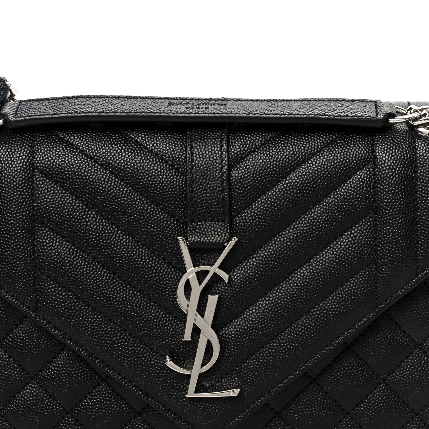 Saint Laurent Grain De Poudre Textured Mixed Matelasse Triquilt Medium Monogram Satchel Black 9 of 11