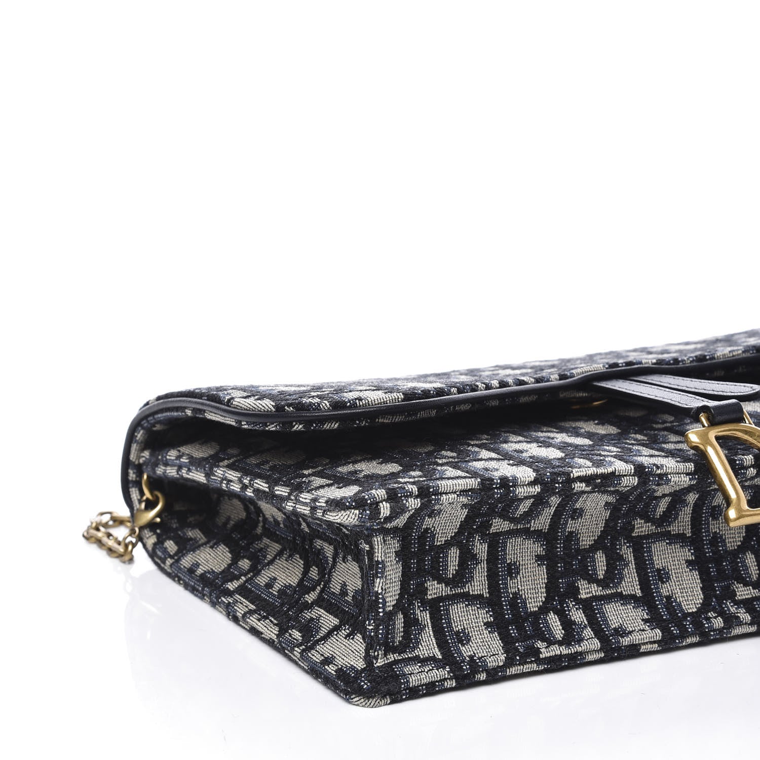 Christian Dior Oblique Saddle Chain Pouch Blue 5 of 9