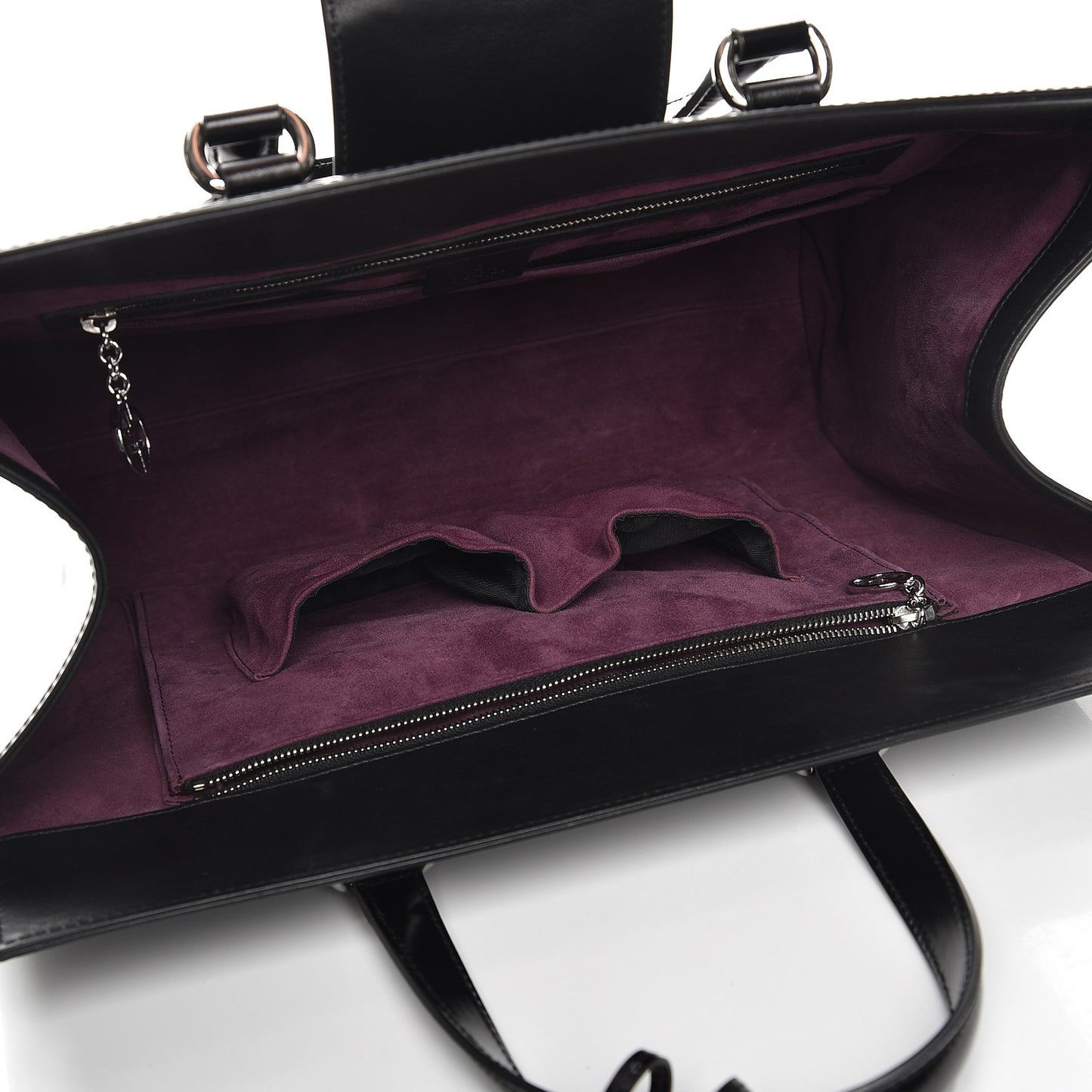 Regent Calfskin Large Lady Lock Flap Top Handle Bag Black