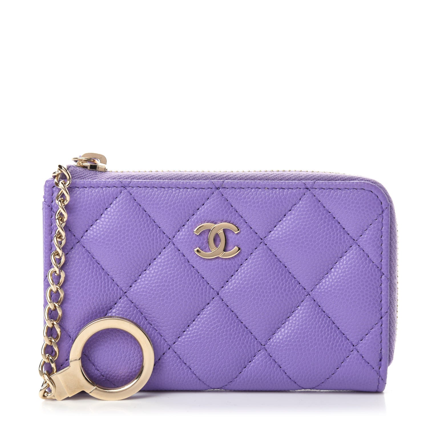 Chanel Caviar Quilted Zipped Key Holder Case Purple 1 of 12