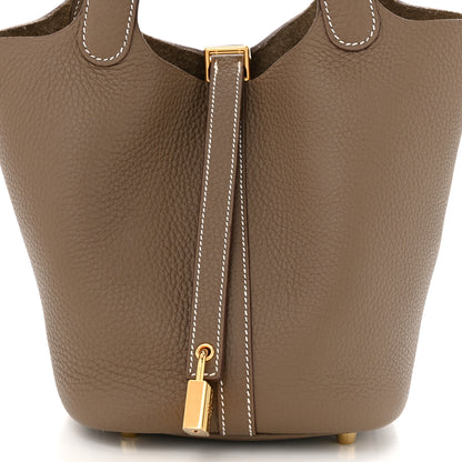 Hermes Taurillon Clemence Picotin Lock 18 PM Etoupe 8 of 10