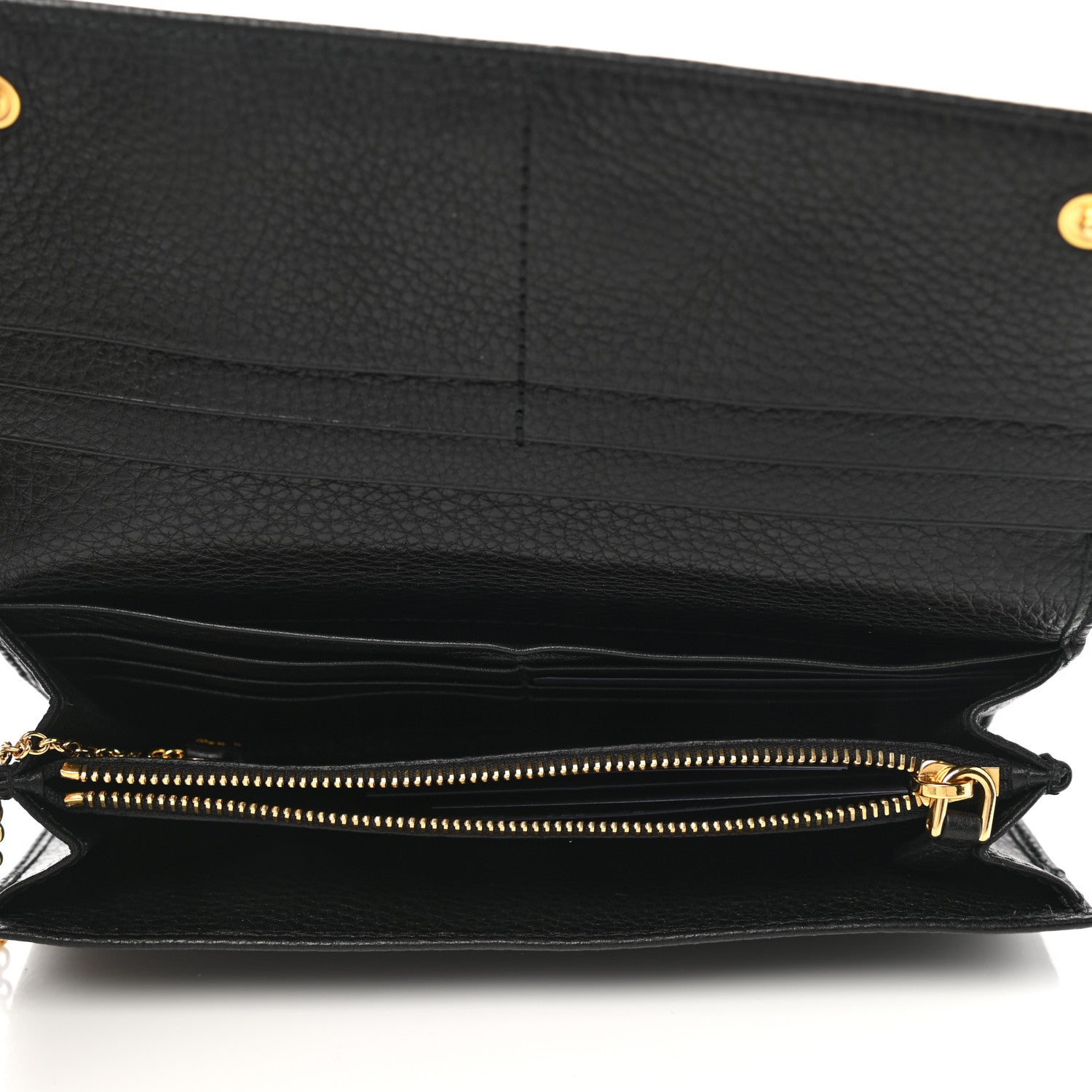 Prada Vitello Grain Continental Flap Wallet Black 6 of 8
