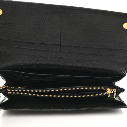 Prada Vitello Grain Continental Flap Wallet Black 6 of 8