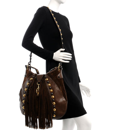 Gucci Calfskin Suede Fringe Babouska Hobo Brown 2 of 11