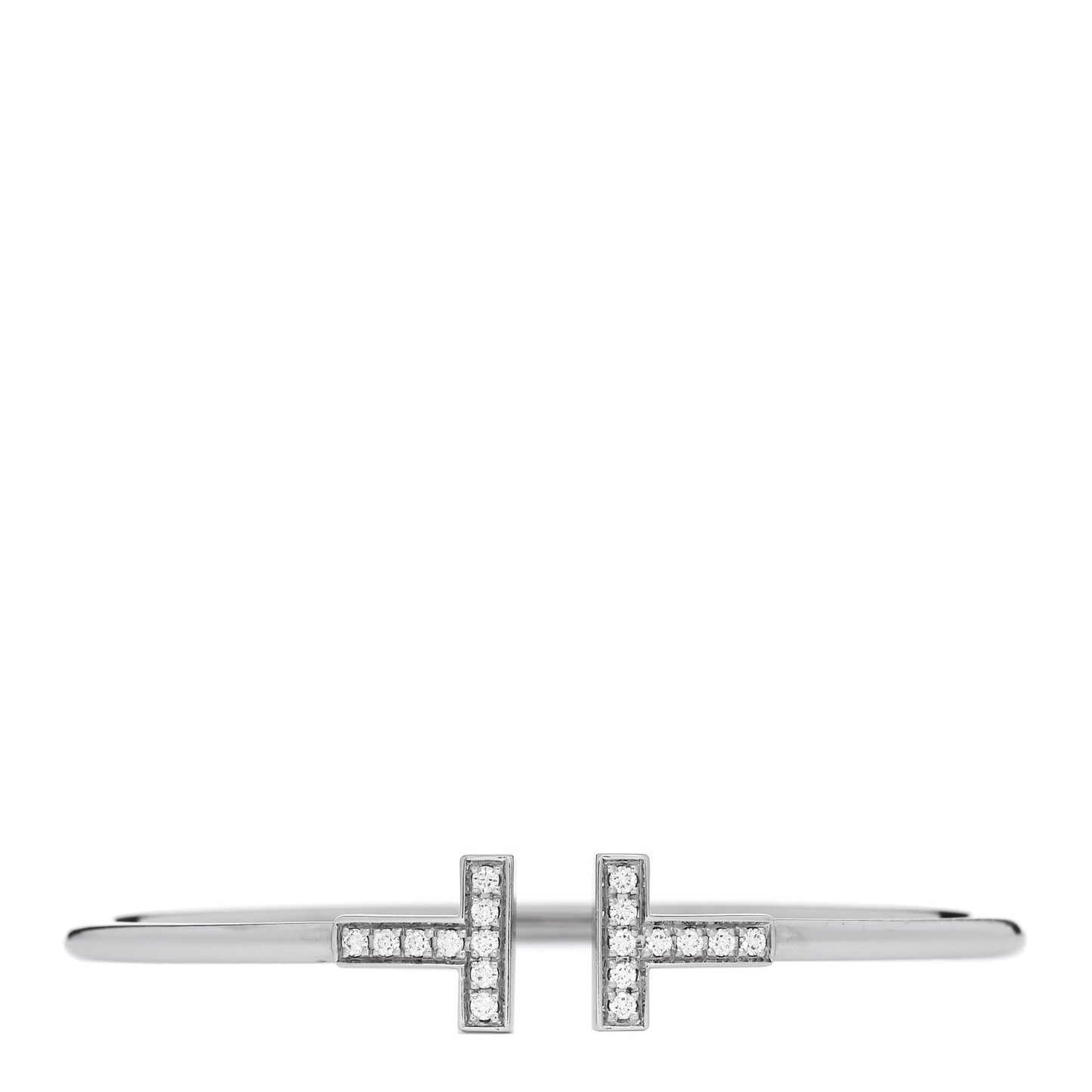 18K White Gold Diamond T Wire Bracelet