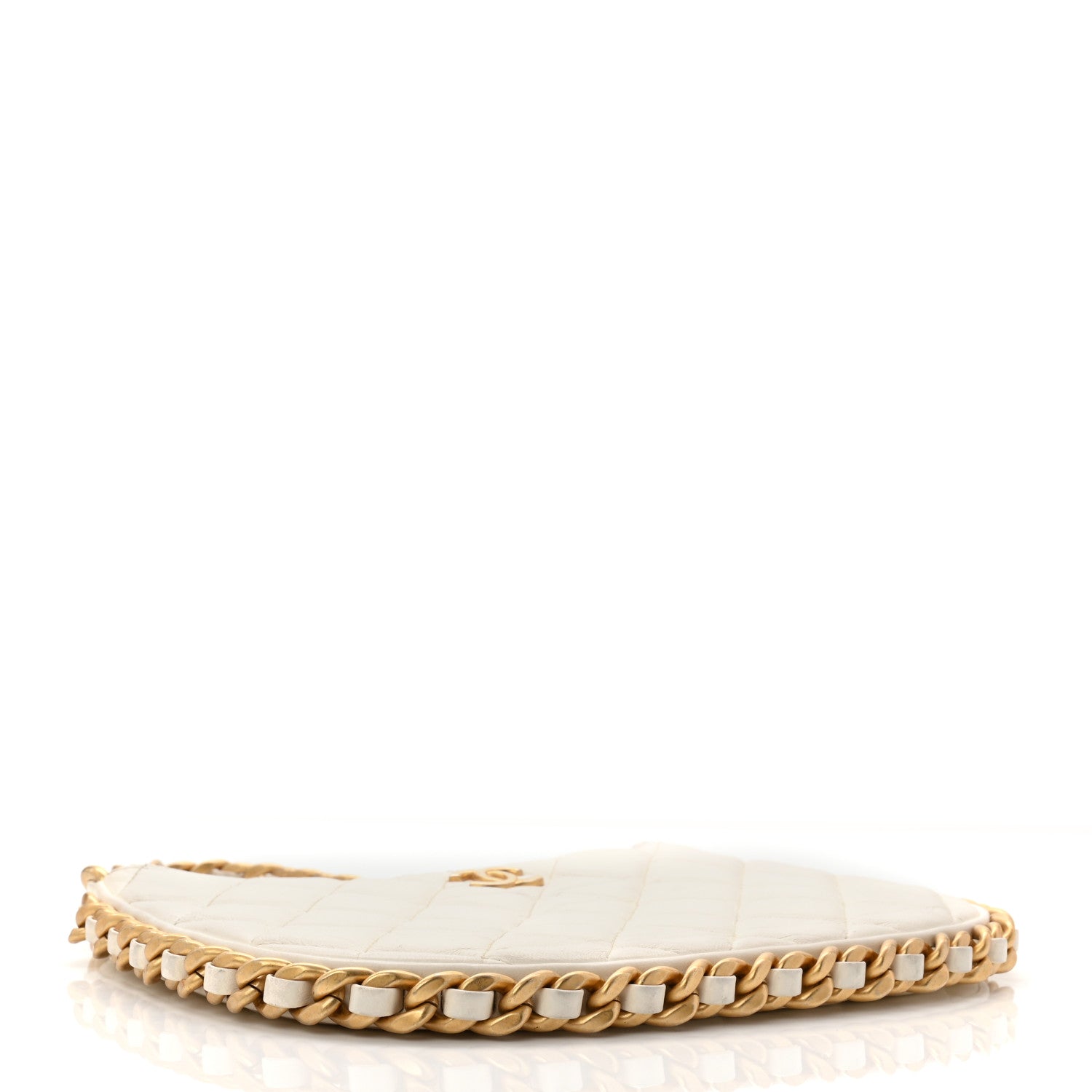 Chanel Shiny Crumpled Lambskin Quilted Trendy Chain Around Hobo White 4 of 10