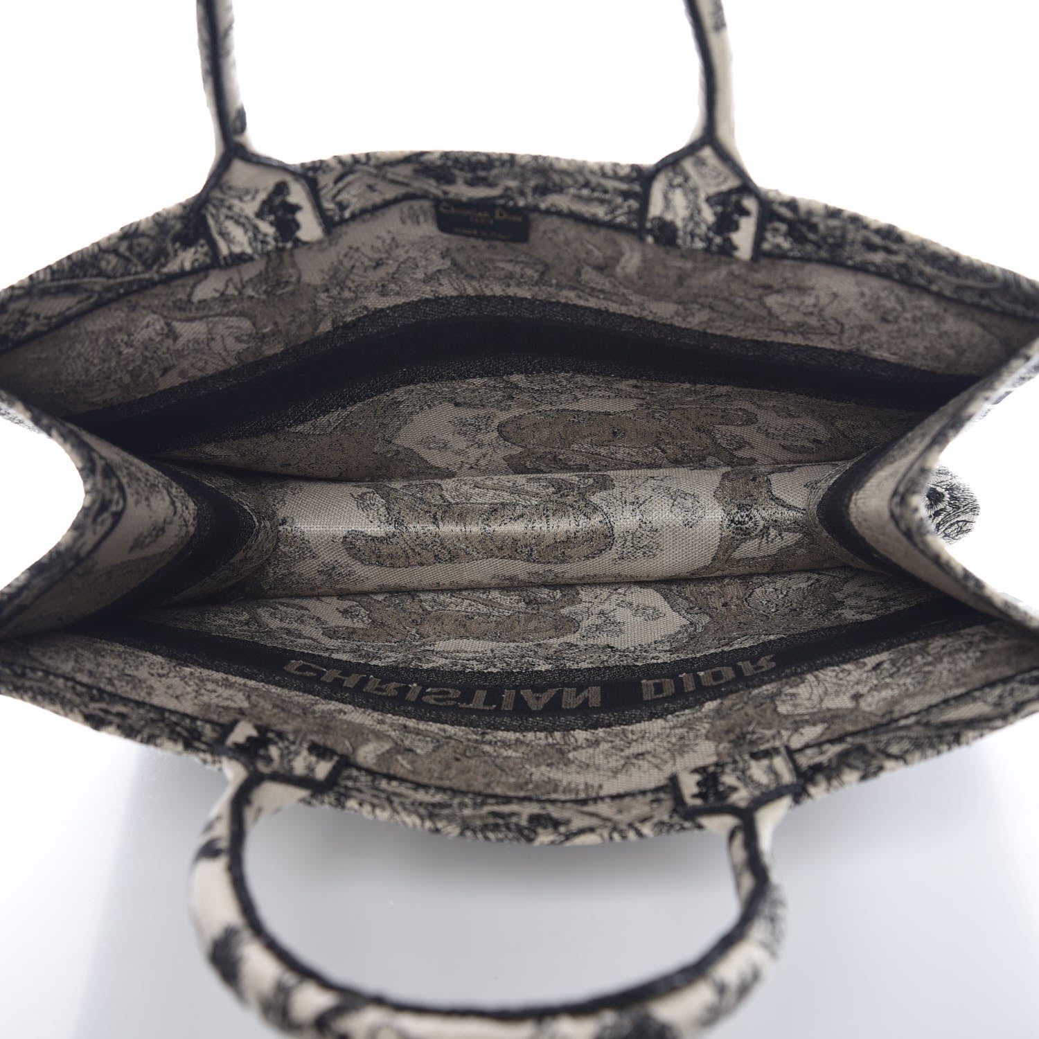 Christian Dior Canvas Embroidered Large Dioriviera Toile De Jouy Book Tote Black 5 of 8