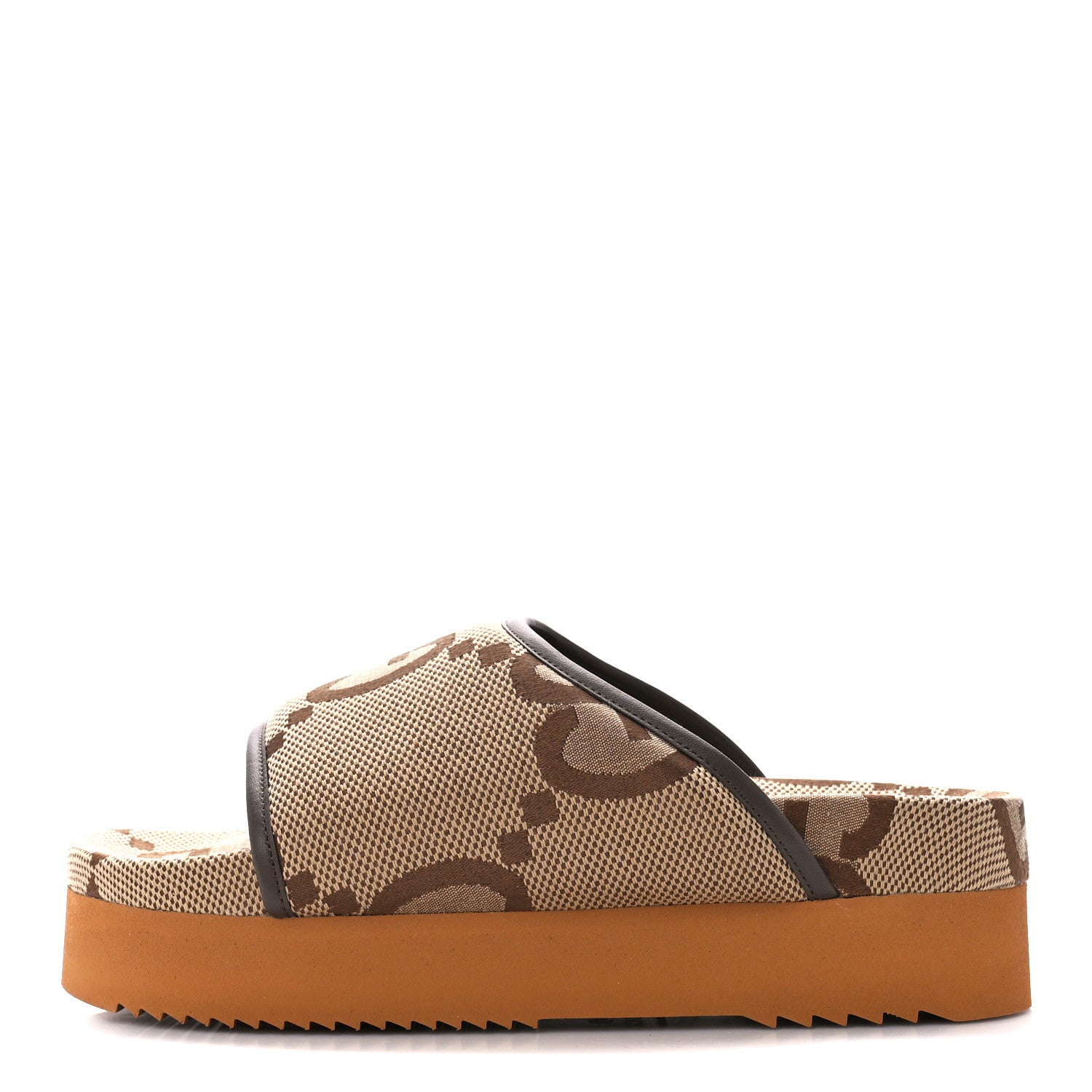 Gucci Monogram Jumbo GG Nappa Samoa Platform 40mm Slide Sandals 39 Camel Ebony New Acero 1 of 10