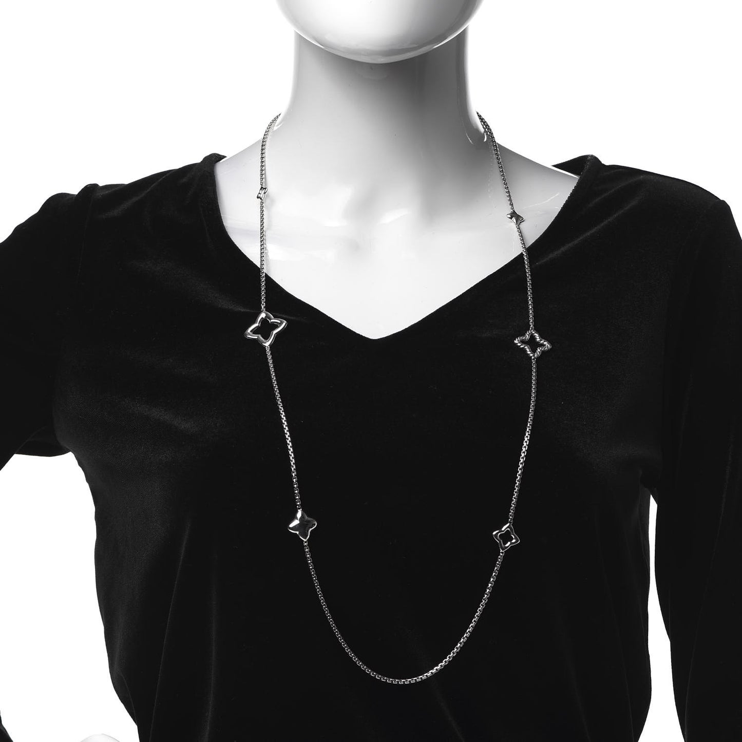 Sterling Silver 25mm Quatrefoil Chain Necklace