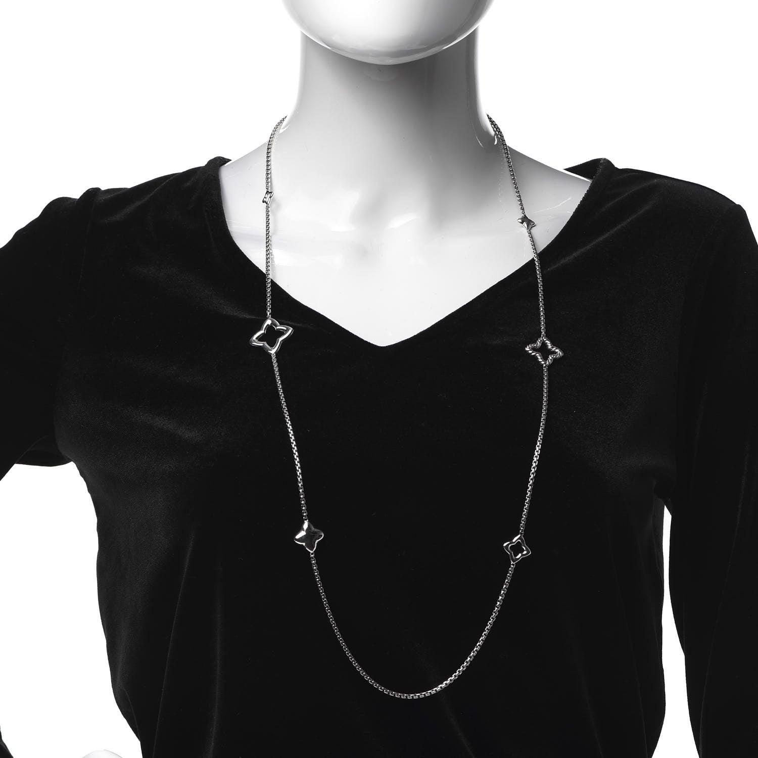 David Yurman Sterling Silver 25mm Quatrefoil Chain Necklace 2 of 4