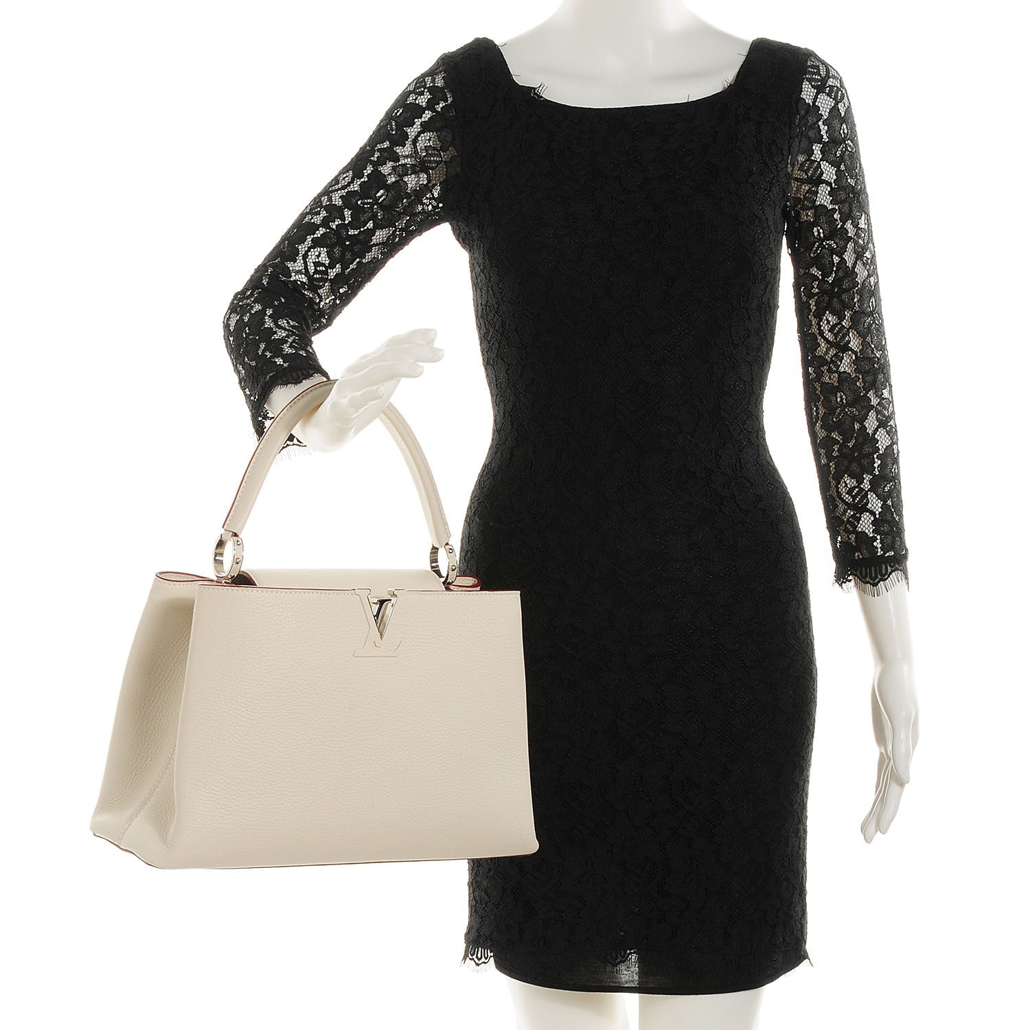 Louis Vuitton Taurillon Capucines MM Blanc Casse 2 of 7