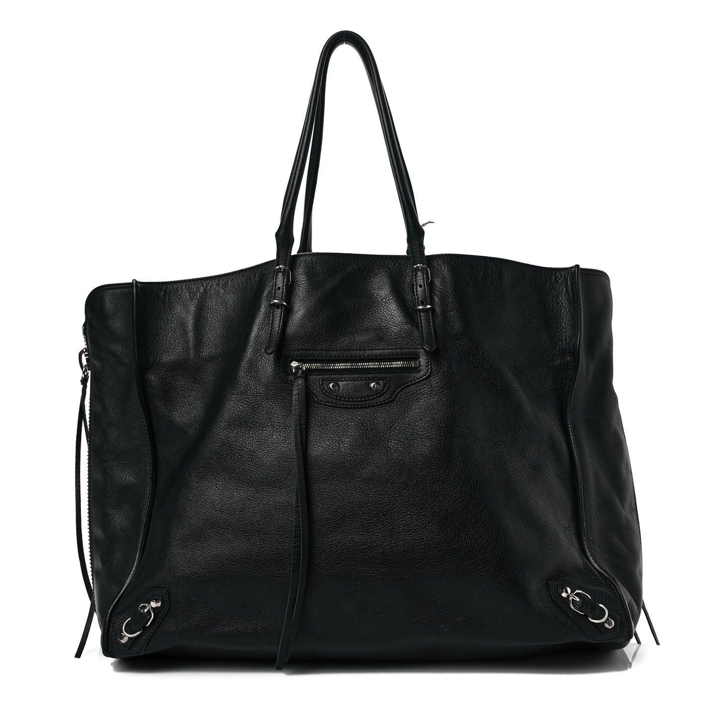Supple Calfskin Papier A4 Zip Around Tote Black