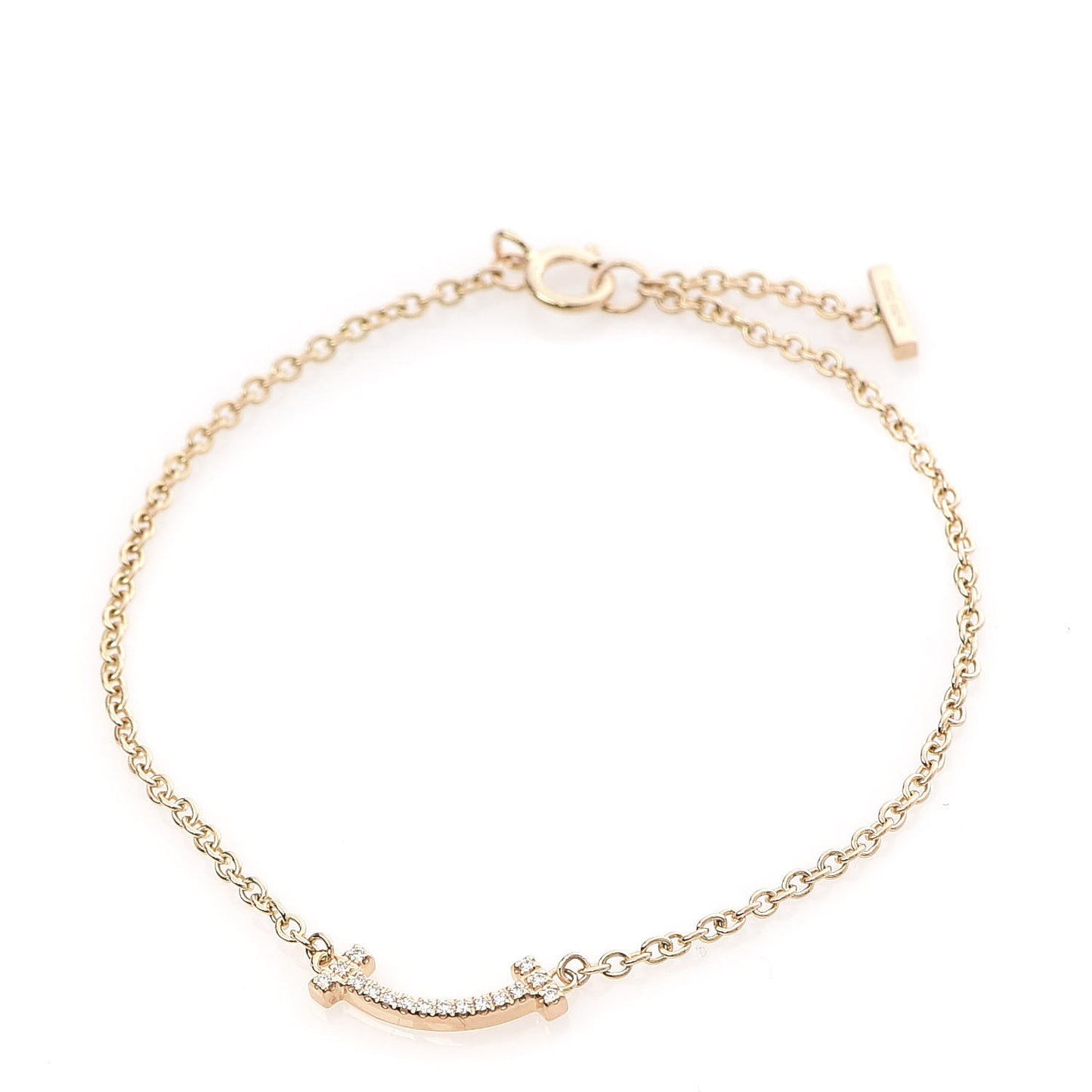 18K Rose Gold Diamond Mini T Smile Bracelet